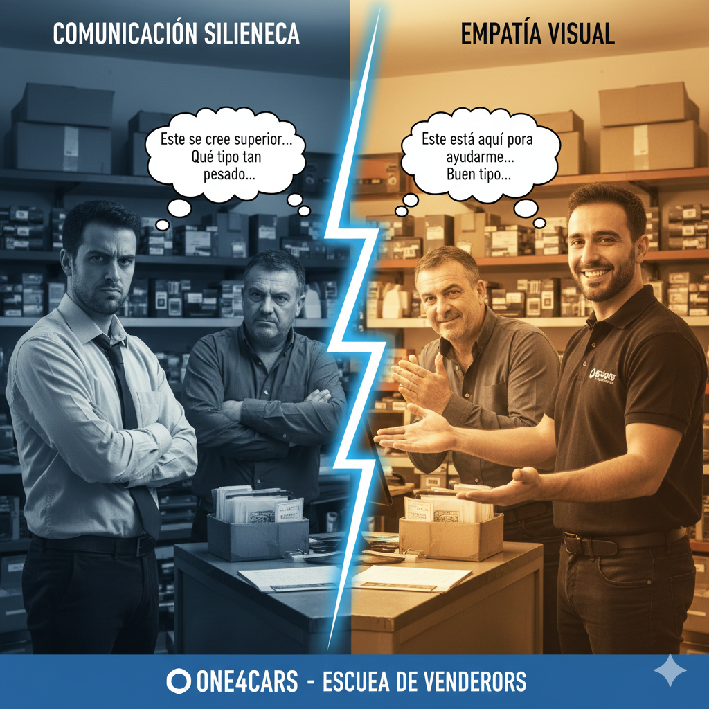 Noticia sobre repuestos: Título del Post ¿Qué dices cuando no hablas? El peligro de la comunicación silenciosa en la venta